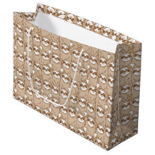 Sloths & Coffee Pattern Large Gift Bag