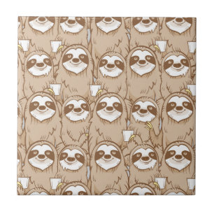 Sloths & Coffee Pattern Tile