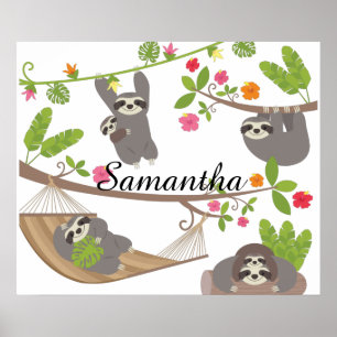 Sloths Custom Personalised Name Poster