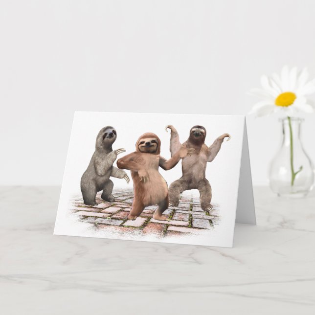 Sloths Dancing Funny Cute Gifts For Animal Lovers Card (Small Plant)