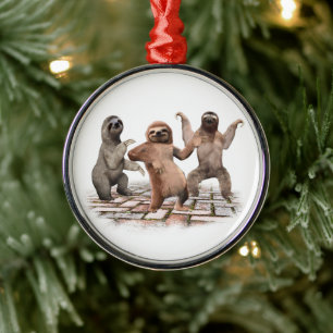 Sloths Dancing Funny Cute Gifts For Animal Lovers Metal Tree Decoration