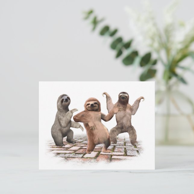 Sloths Dancing Funny Cute Gifts For Animal Lovers Postcard (Standing Front)