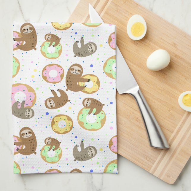 Sloths & Doughnuts Tea Towel (Quarter Fold)