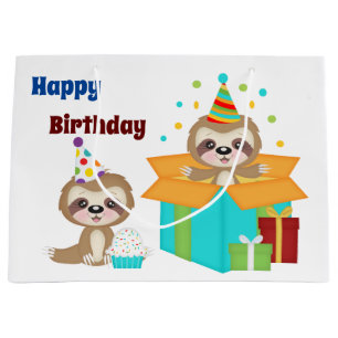 Sloth's Happy Birthday Party Large Gift Bag