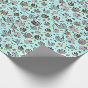 Sloths in Blue Wrapping Paper