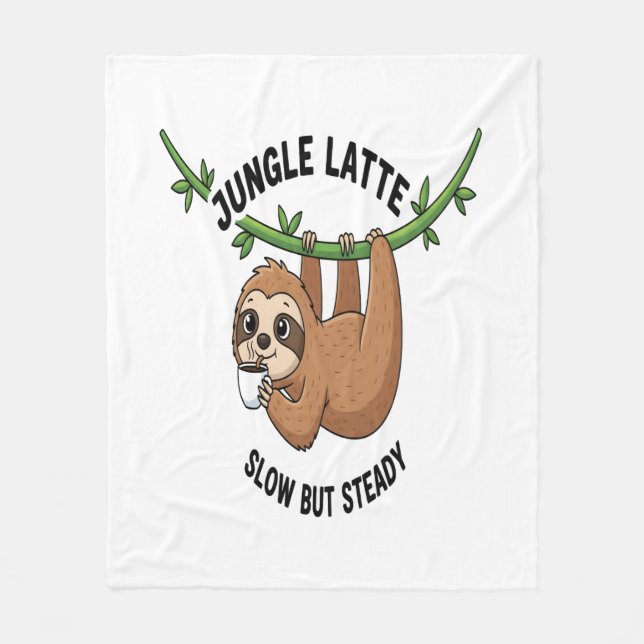 Sloth's Morning Coffee Fleece Blanket (Front)