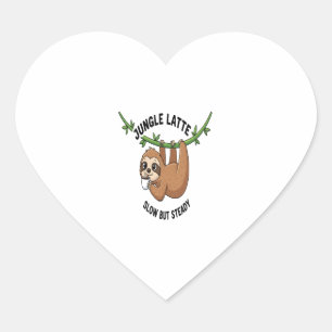Sloth's Morning Coffee Heart Sticker