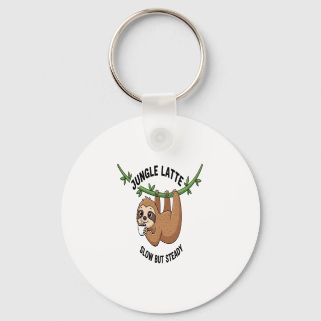 Sloth's Morning Coffee Key Ring (Front)