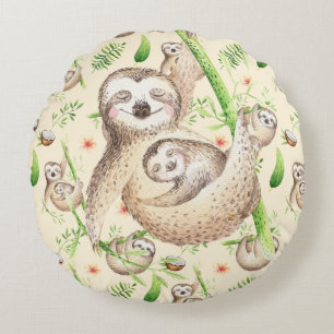 Sloths Round Cushion