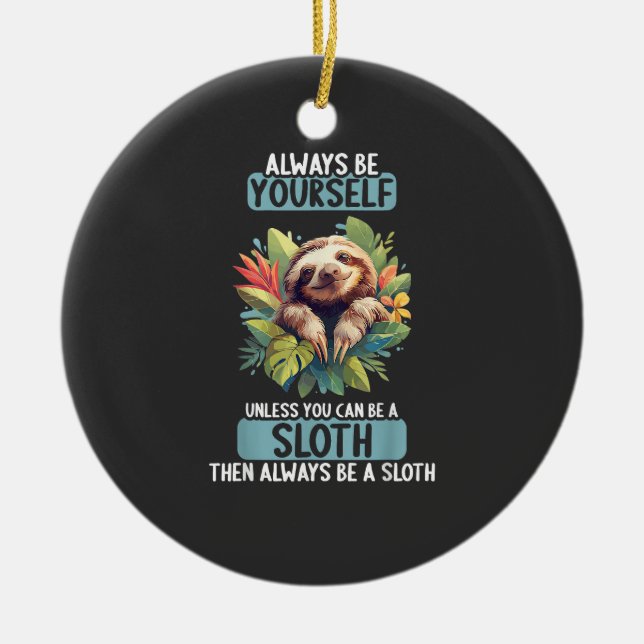 Sloths Sloth T-Shirt Ceramic Tree Decoration (Front)