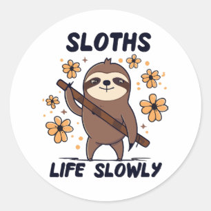 Sloths Taking Life Slowly Classic Round Sticker
