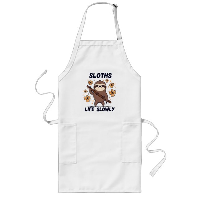 Sloths Taking Life Slowly Long Apron (Front)