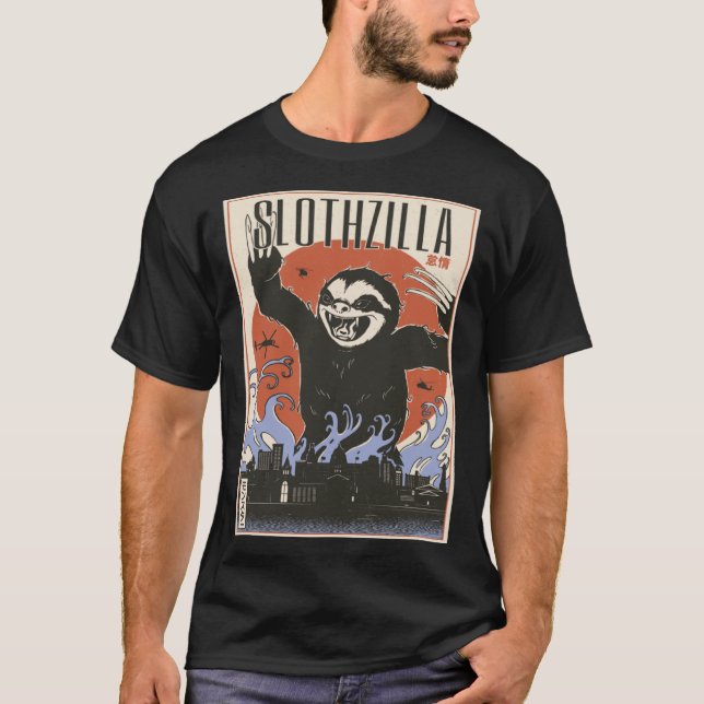 Slothzilla Japanese Sloth Giant Monster Sloth T-Shirt (Front)