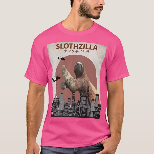 Slothzilla Sloth Giant Monster Parody T-Shirt (Front)