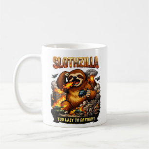 Slothzilla Too Lazy to Destroy,Funny Kaiju Monster Coffee Mug