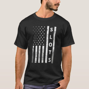 Slots Vintage US Flag Slot Machine Gambling Casino T-Shirt