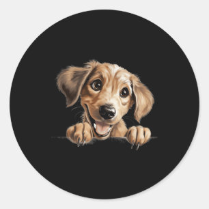 Sloughi Dog Mum Dad Peeking Puppy Classic Round Sticker