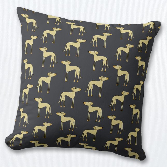 Sloughi Dog Pattern Cushion (Sloughi or Saluki dog throw pillow)