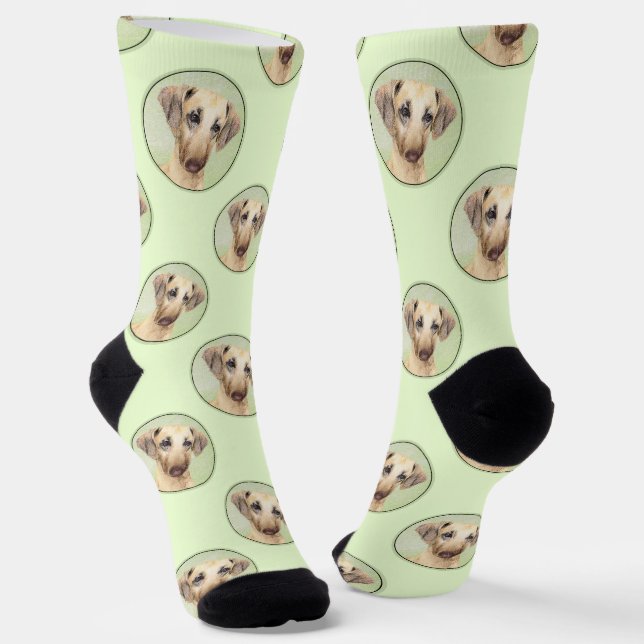 Sloughi Painting Golden Sand Cute Original Dog Art Socks (Angled)