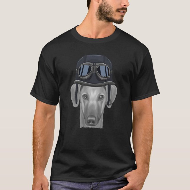 Sloughi Wearing Vintage Motorcycle Helmet T-Shirt (Front)