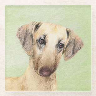 Sloughis Painting - Cute Original Dog Art Glass Coaster