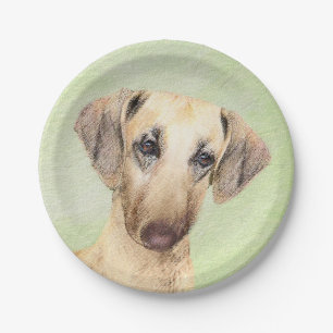 Sloughis Painting - Cute Original Dog Art Paper Plate