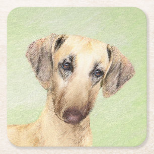 Sloughis Painting - Cute Original Dog Art Square Paper Coaster