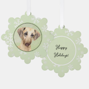 Sloughis Painting - Cute Original Dog Art Tree Decoration Card