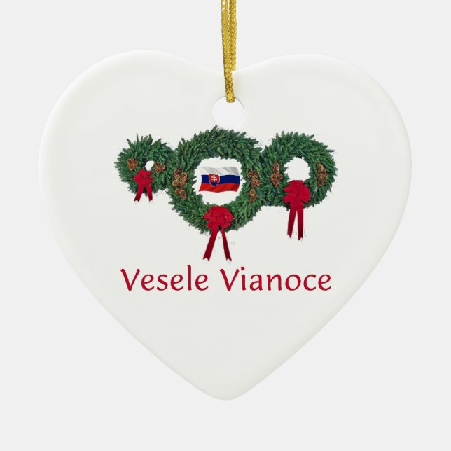 Slovak Christmas 2 Ceramic Tree Decoration (Front)