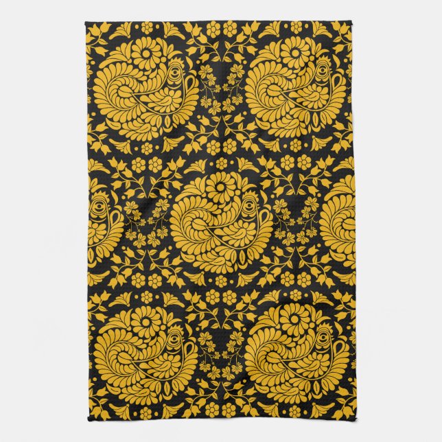 Slovak Country Folk Art Tea Towel (Vertical)