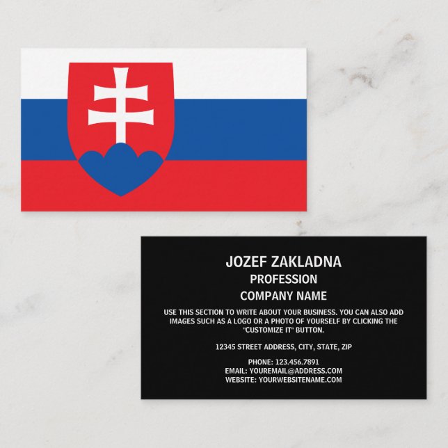 Slovak Flag & Coat of Arms, Flag of Slovakia Business Card (Front/Back)