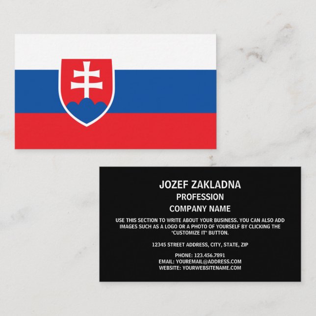 Slovak Flag, Flag of Slovakia Business Card (Front/Back)
