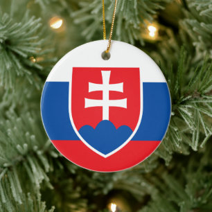 Slovakia coat of arms ceramic tree decoration