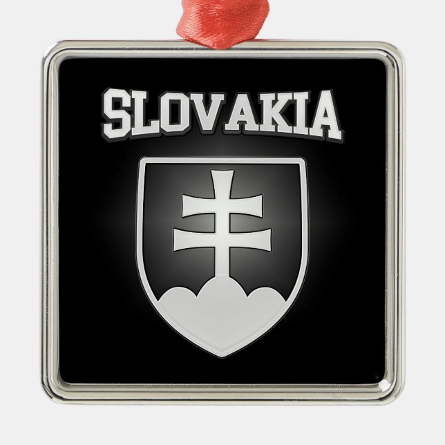 Slovakia Coat of Arms Metal Tree Decoration (Front)