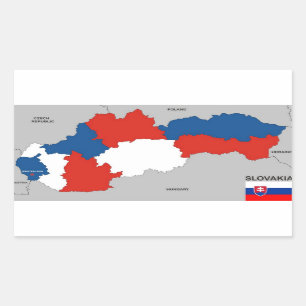 slovakia country political map flag rectangular sticker