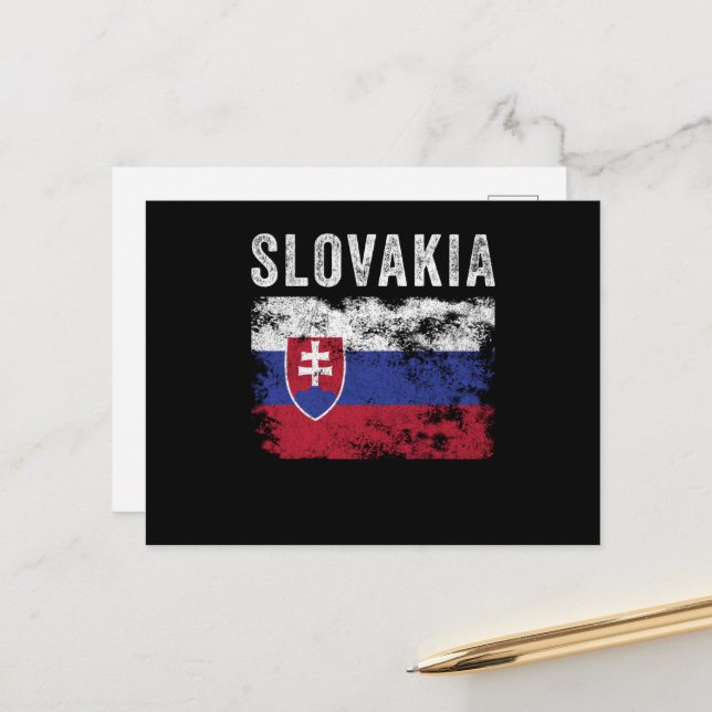 Slovakia Flag Distressed - Slovak Flag Postcard (Front/Back In Situ)
