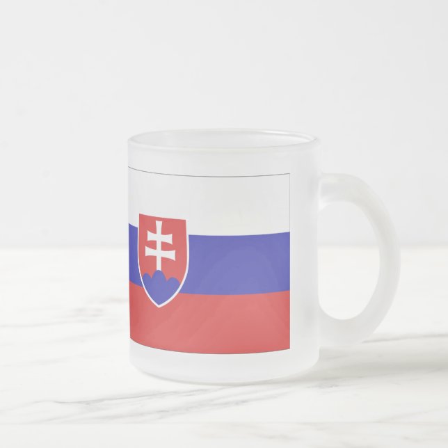 Slovakia Flag Frosted Glass Coffee Mug (Right)