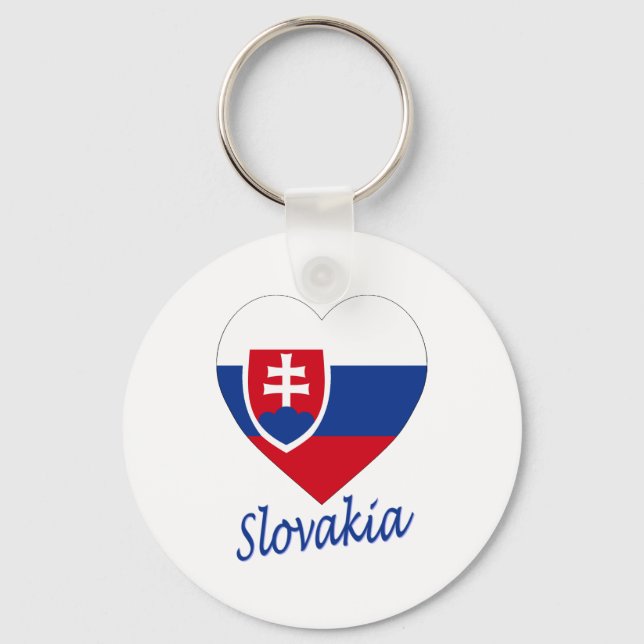 Slovakia Flag Heart Key Ring (Front)