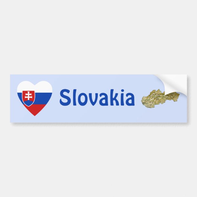 Slovakia Flag Heart + Map Bumper Sticker (Front)