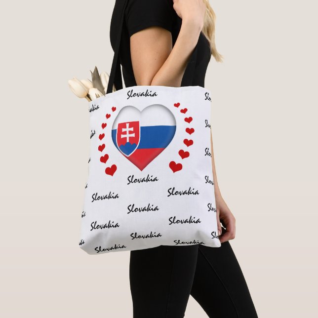 Slovakia Flag & Heart Slovak Flag fashion /sport Tote Bag (Close Up)