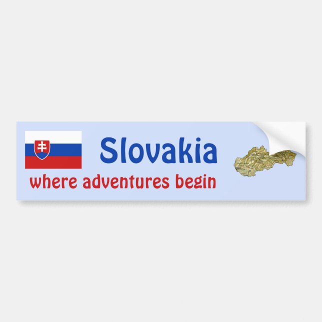 Slovakia Flag + Map Bumper Sticker (Front)