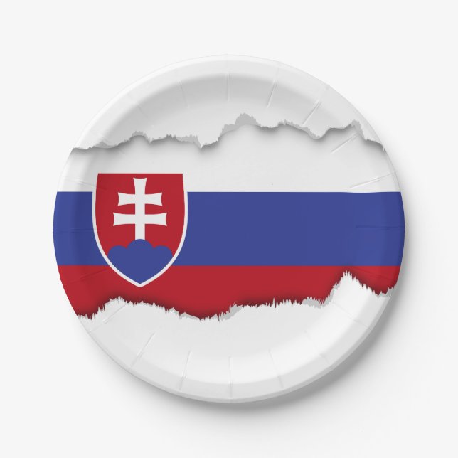 Slovakia Flag Paper Plate (Front)