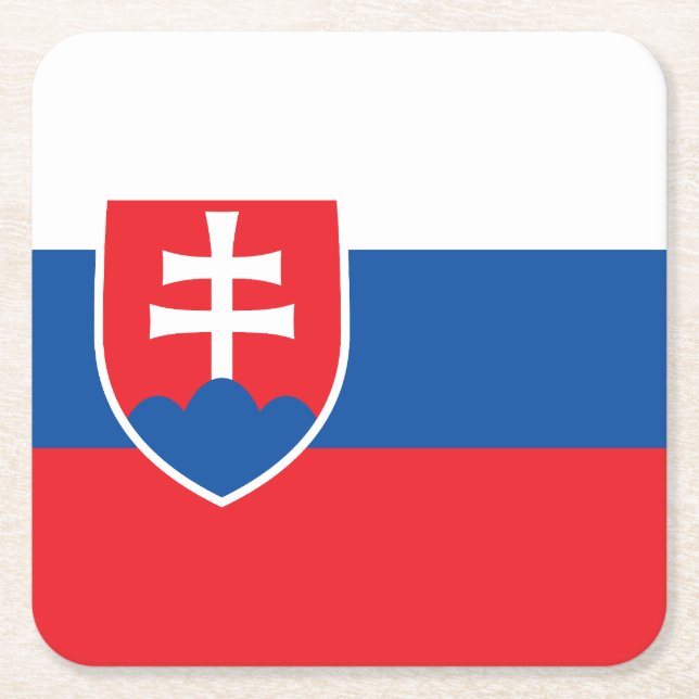 Slovakia Flag Square Paper Coaster (Front)