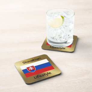 Slovakia Flag+Text Coaster