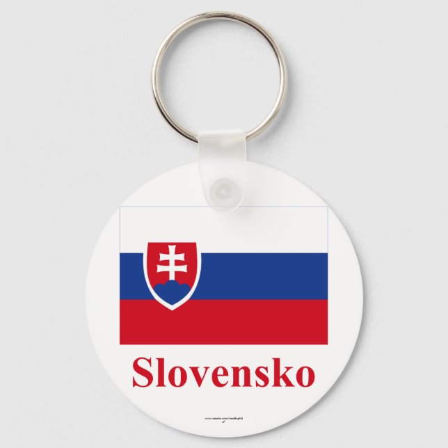 Slovakia Flag with Name in Slovak Key Ring (Front)