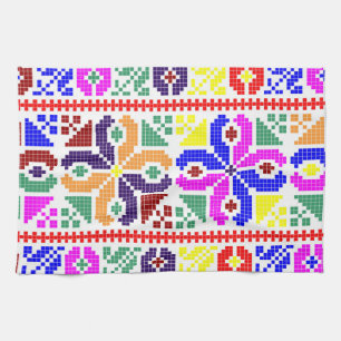 slovakia folk pattern motif traditional ethnic sym tea towel