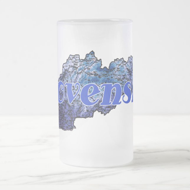 Slovakia Frosted Glass Beer Mug (Center)
