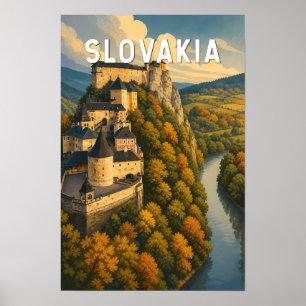 Slovakia Illustration Travel Art Vintage Poster
