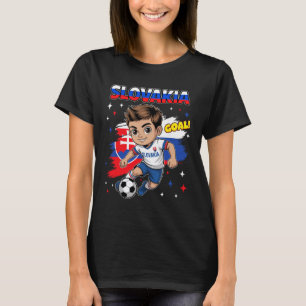 Slovakia Kid Goal Cartoon Slovenska Slovakian Flag T-Shirt