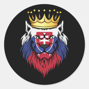 Slovakia Lion King Flag Classic Round Sticker